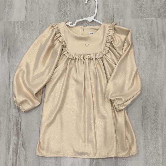 Tocoto Vintage Girls Gold Metallic Ruffle Dress